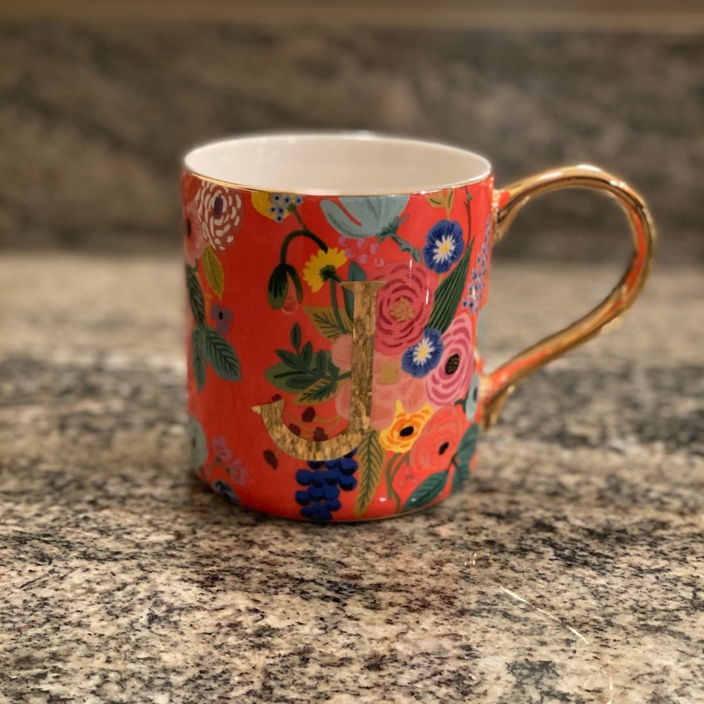 Anthropologie Mug J, Rifle Paper Co. Monogram Mug